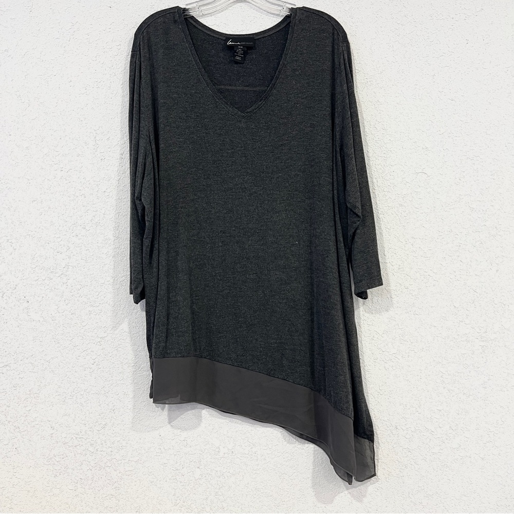 Lane Bryant Womens Dark Grey Long Sleeve Lightweight Plus Size 18/20 Blouse